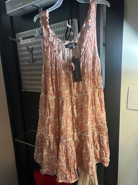 Rachel Zoe Peach Floral Tiered Boho Tunic